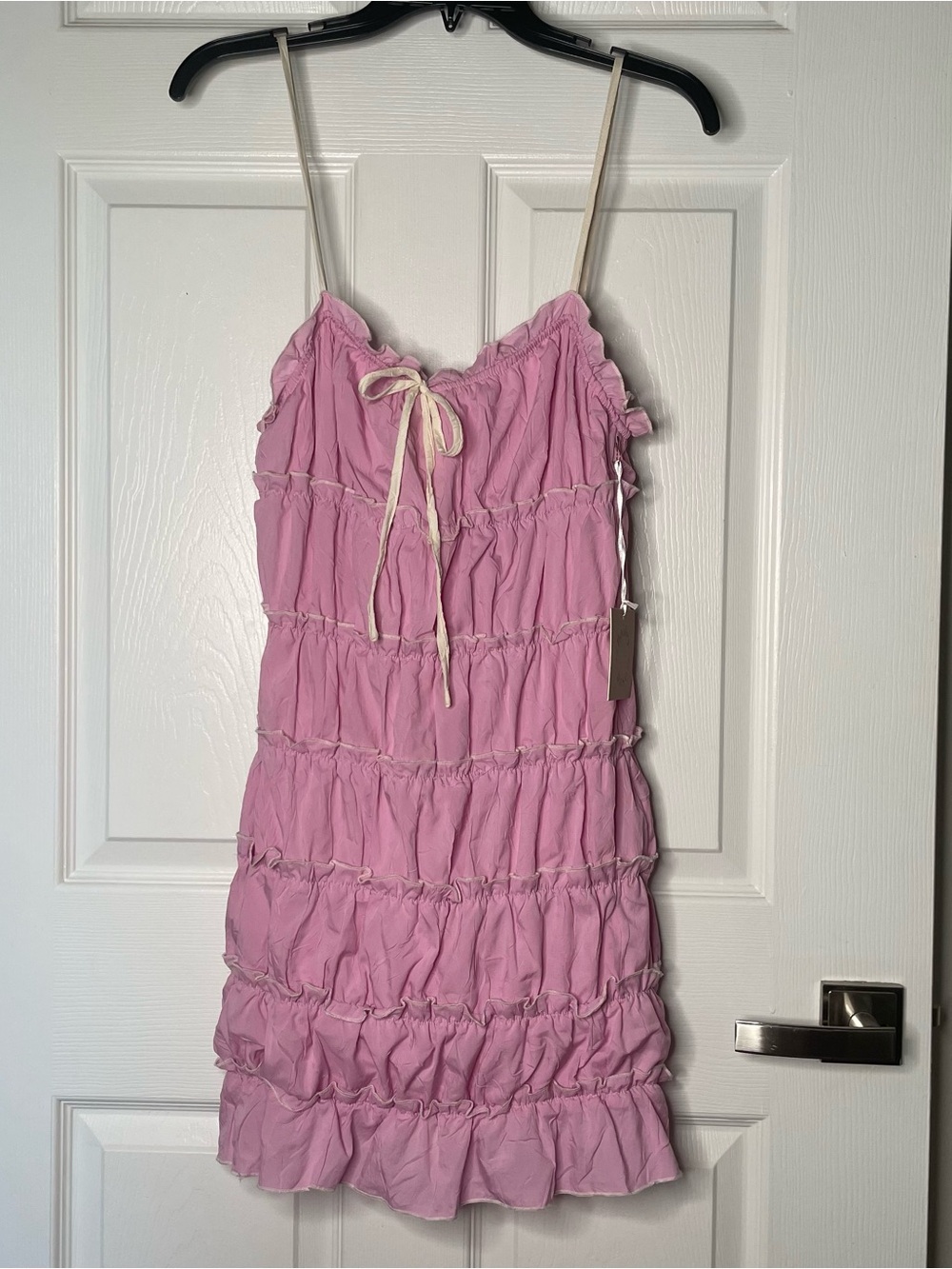 NWT Bailey Rose Pink Tiered Ruffle Spaghetti Strap Sundress Mini Dress